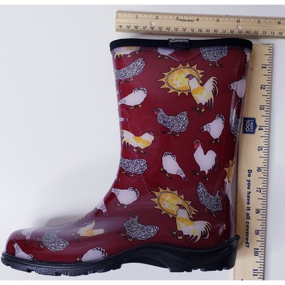 SLOGGERS Fashion Rain Garden Mid-Calf Boots Chicken Print Waterproof Women's 9 - Picture 14 of 15